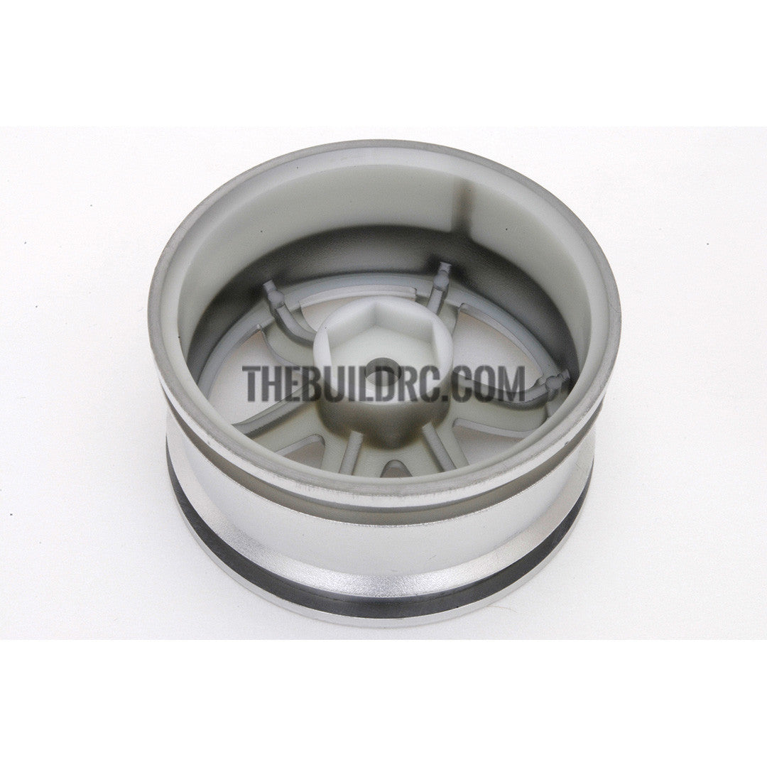 1/10 RC Car 6 Spoke 6mm Offset Drift 26mm Wheel Rim Set - Silver