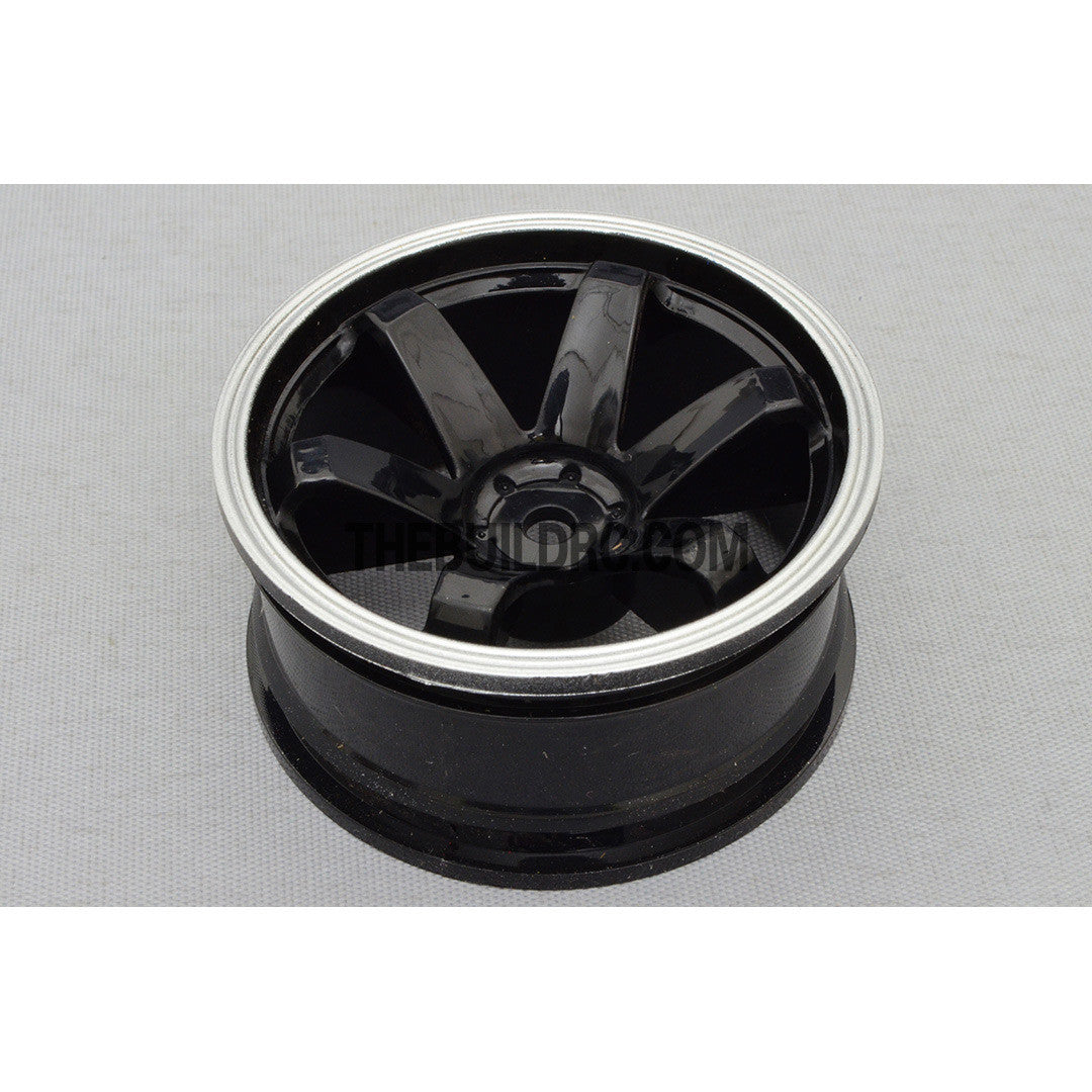 1/10 RC Car 6 Spoke 6mm Offset Drift 26mm Wheel Rim Set - Silver / Black