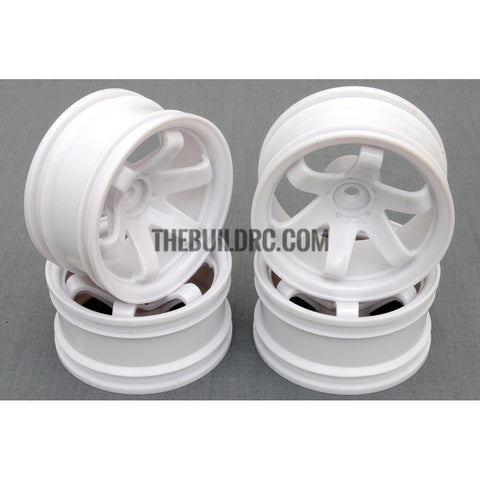 1/10 RC Car 6 Spoke 9mm Offset 26mm Drift Wheel Rim Set - White