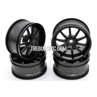 1/10 RC Car 10 Spoke 3mm Offset Drift 26mm Wheel Rim Set - Black