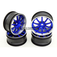1/10 RC Car 10 Spoke 3mm Offset Drift 26mm Wheel Rim Set - Blue / Silver