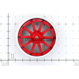 1/10 RC Car 10 Spoke 3mm Offset Drift 26mm Wheel Rim Set - Red / Silver