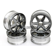 1/10 RC Car 6 Spoke 3mm Offset Drift 26mm Wheel Rim Set - Grey