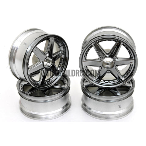 1/10 RC Car 6 Spoke 3mm Offset Drift 26mm Wheel Rim Set - Grey