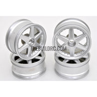 1/10 RC Car 6 Spoke 3mm Offset Drift 26mm Wheel Rim Set - Silver