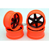 1/10 RC Car 6 Spoke 6mm Offset Drift 26mm Wheel Rim Set - Orange / Black(Spoke)