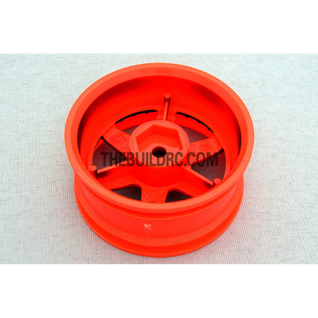1/10 RC Car 6 Spoke 6mm Offset Drift 26mm Wheel Rim Set - Orange / Black(Spoke)