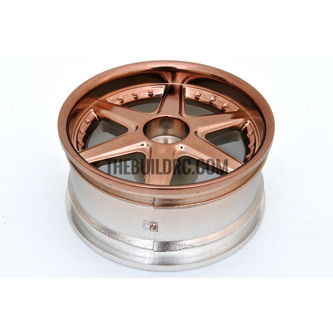 1/10 RC Car 6 Spoke 6mm Offset Drift 26mm Wheel Rim Set - Brown