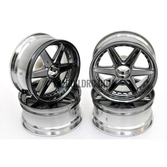 1/10 RC Car 6 Spoke 6mm Offset Drift 26mm Wheel Rim Set - Grey