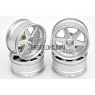 1/10 RC Car 6 Spoke 6mm Offset Drift 26mm Wheel Rim Set - Silver