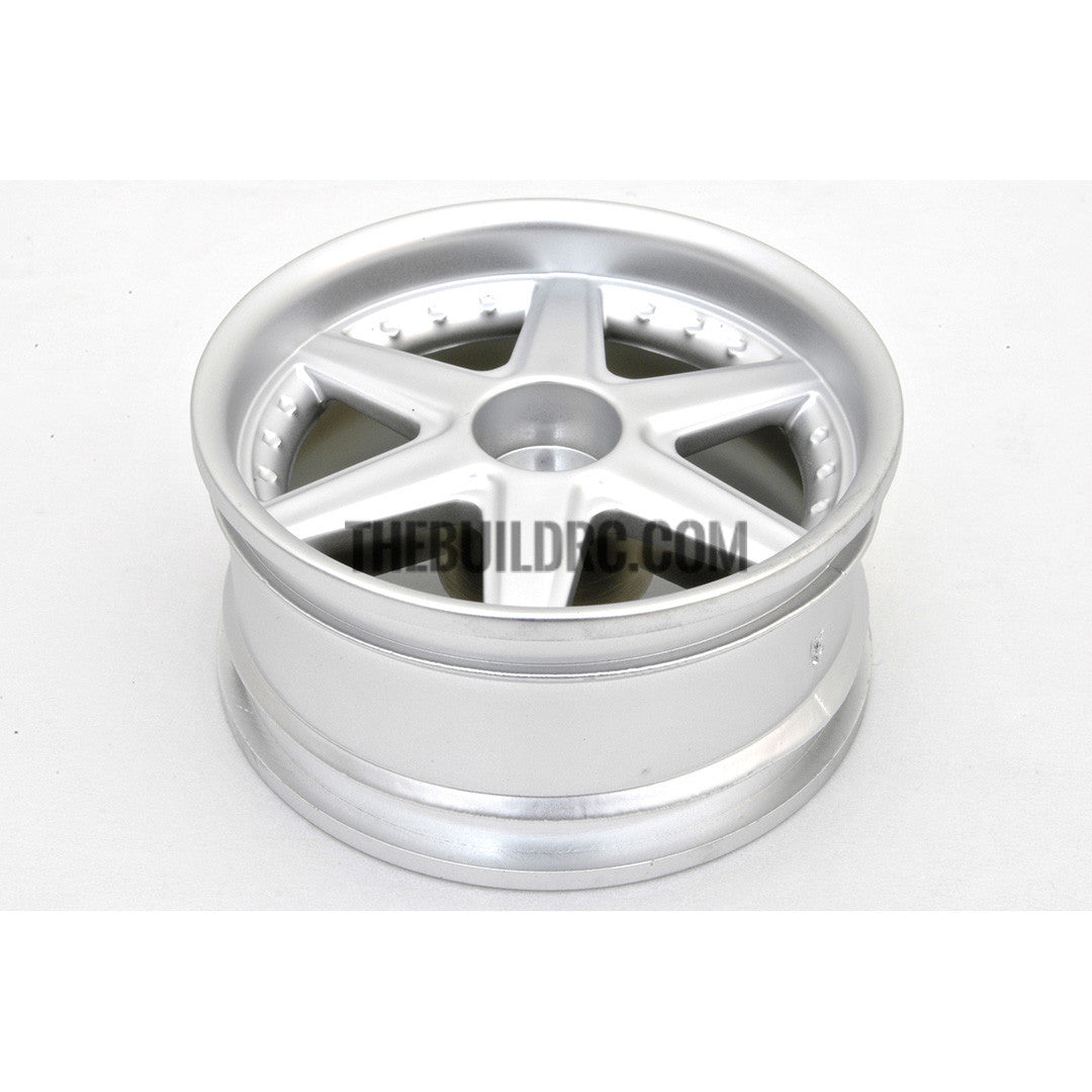 1/10 RC Car 6 Spoke 6mm Offset Drift 26mm Wheel Rim Set - Silver