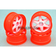 1/10 RC Car 6 Spoke 6mm Offset Drift 26mm Wheel Rim Set - Orange / White(Spoke)