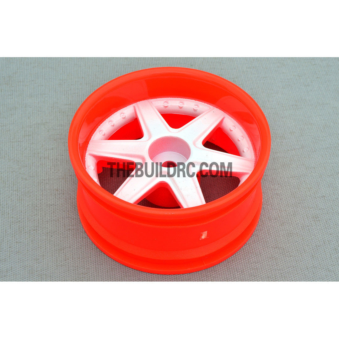 1/10 RC Car 6 Spoke 6mm Offset Drift 26mm Wheel Rim Set - Orange / White(Spoke)