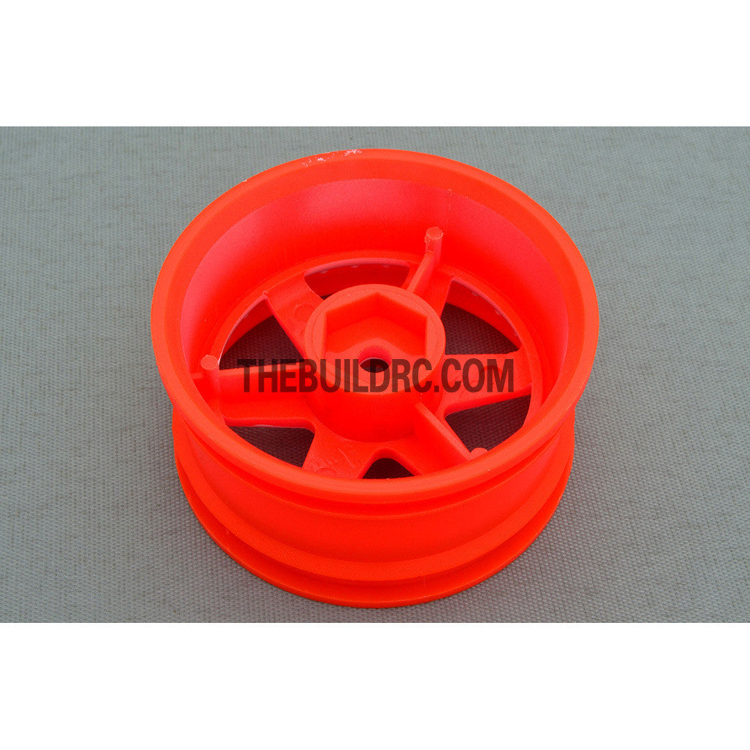 1/10 RC Car 6 Spoke 6mm Offset Drift 26mm Wheel Rim Set - Orange / White(Spoke)