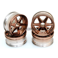 1/10 RC Car 6 Spoke 9mm Offset Drift 26mm Wheel Rim Set - Brown