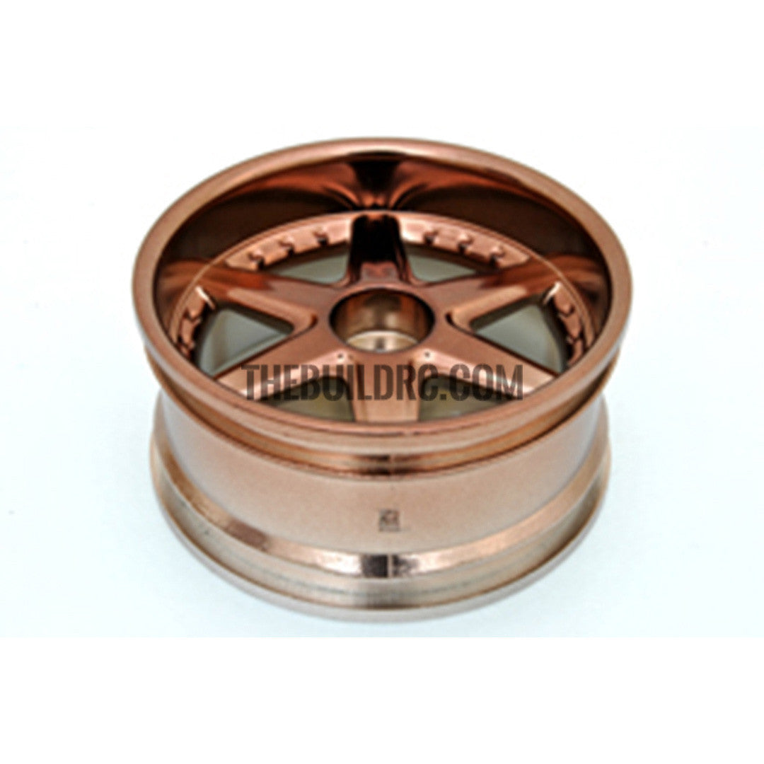1/10 RC Car 6 Spoke 9mm Offset Drift 26mm Wheel Rim Set - Brown