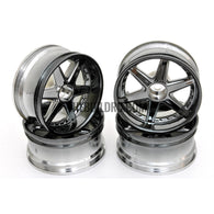 1/10 RC Car 6 Spoke 9mm Offset Drift 26mm Wheel Rim Set - Grey