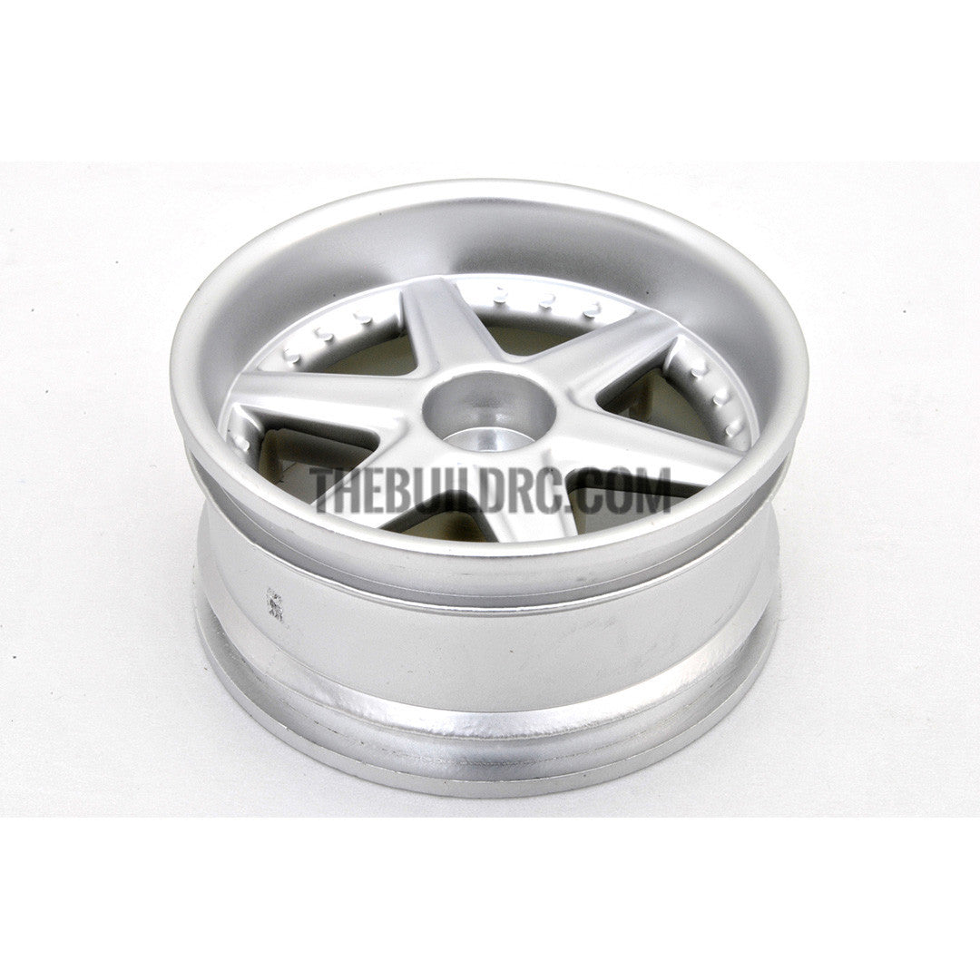 1/10 RC Car 6 Spoke 9mm Offset Drift 26mm Wheel Rim Set - Silver