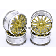 1/10 RC Car 14 Spoke 3mm Offset Drift 26mm Wheel Rim Set - Gold