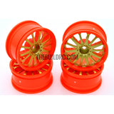 1/10 RC Car 14 Spoke 3mm Offset Drift 26mm Wheel Rim Set - Gold / Orange