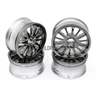 1/10 RC Car 14 Spoke 3mm Offset Drift 26mm Wheel Rim Set - Grey