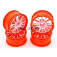 1/10 RC Car 14 Spoke 3mm Offset Drift 26mm Wheel Rim Set - White / Orange