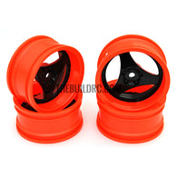 1/10 RC Car 3 Spoke 6mm Offset Drift 26mm Wheel Rim Set - Red / Black (Spoke)