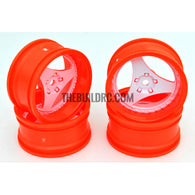 1/10 RC Car 3 Spoke 6mm Offset Drift 26mm Wheel Rim Set - Red / White (Spoke)