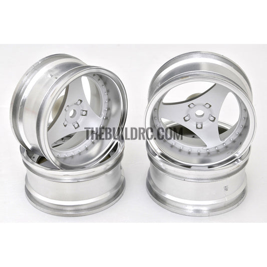 1/10 RC Car 3 Spoke 6mm Offset Drift 26mm Wheel Rim Set - Silver / White (Spoke)