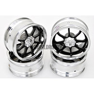 1/10 RC Car 8 Spoke 6mm Offset Drift 26mm Wheel Rim Set - Black