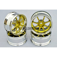 1/10 RC Car 8 Spoke 6mm Offset Drift 26mm Wheel Rim Set - Gold