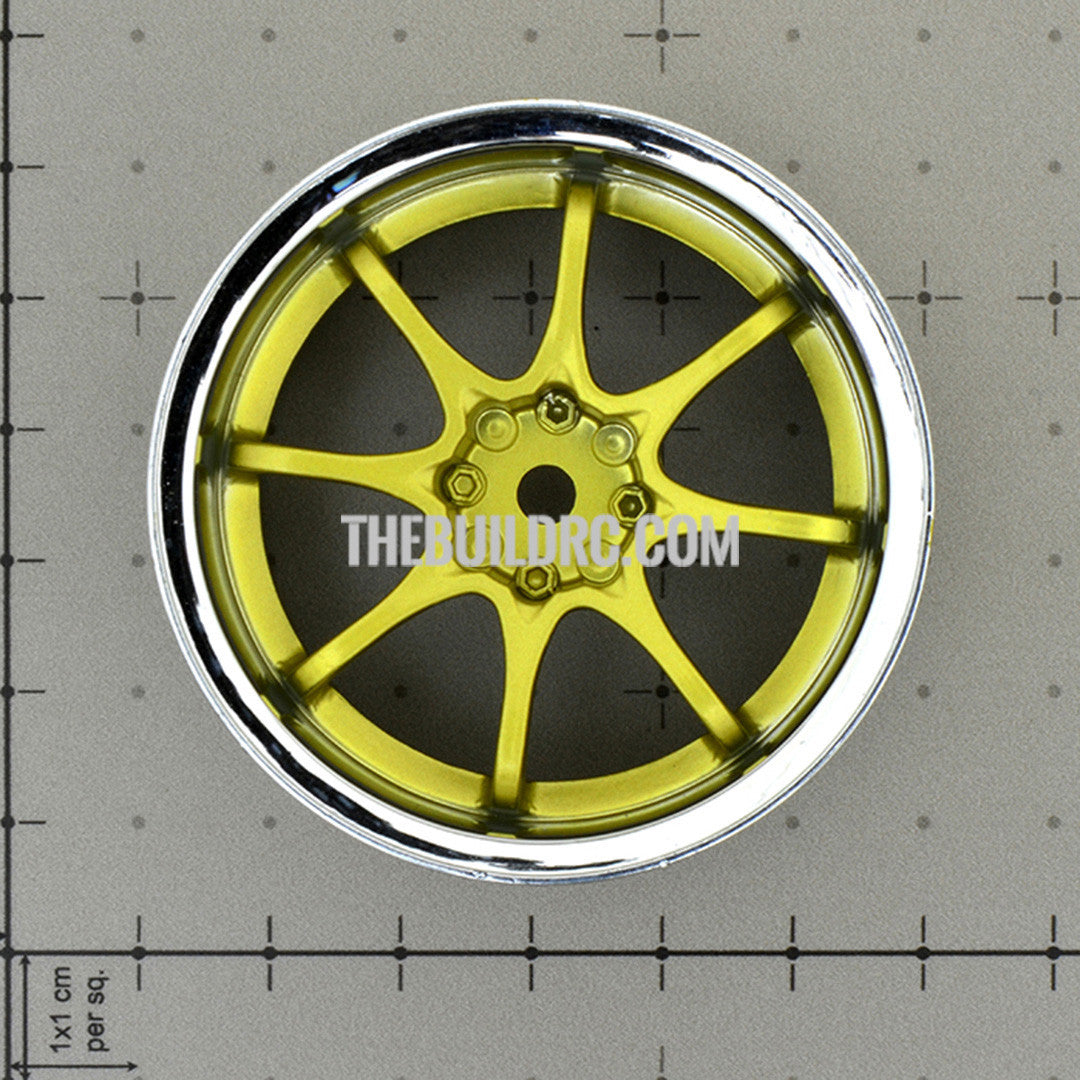 1/10 RC Car 8 Spoke 6mm Offset Drift 26mm Wheel Rim Set - Gold