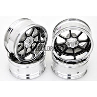 1/10 RC Car 8 Spoke 9mm Offset Drift 26mm Wheel Rim Set - Black