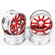 1/10 RC Car 10 Spoke 9mm Offset 26mm Drift Wheel Rim Set - Red