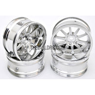 1/10 RC Car 10 Spoke 9mm Offset 26mm Drift Wheel Rim Set - Silver