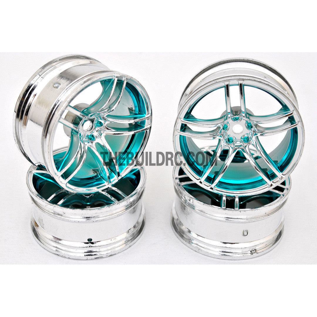 1/10 RC Car 10 Spoke 6mm Offset Sporty Wheel 4pcs - Blue