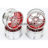 1/10 RC Car 10 Spoke 6mm Offset Sporty Wheel 4pcs - Red