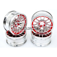 1/10 RC Car 14 Spoke 6mm Offset Sporty Wheel 4pcs - Red