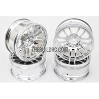 1/10 RC Car 14 Spoke 6mm Offset Sporty Wheel 4pcs - Silver