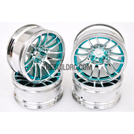 1/10 RC Car 14 Spoke 9mm Offset Sporty Wheel 4pcs - Light Blue