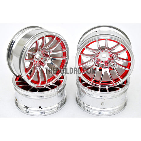 1/10 RC Car 14 Spoke 9mm Offset Sporty Wheel 4pcs - Red