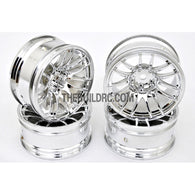 1/10 RC Car 14 Spoke 9mm Offset Sporty Wheel 4pcs - Silver