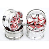 1/10 RC Car 6 Spoke 9mm Offset Sporty Wheel 4pcs - Red