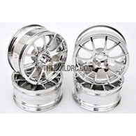 1/10 RC Car 12 Spoke 3mm Offset Drift 26mm Wheel Rim Set - Silver