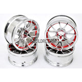 1/10 RC Car 12 Spoke 6mm Offset Drift 26mm Wheel Rim Set - Red