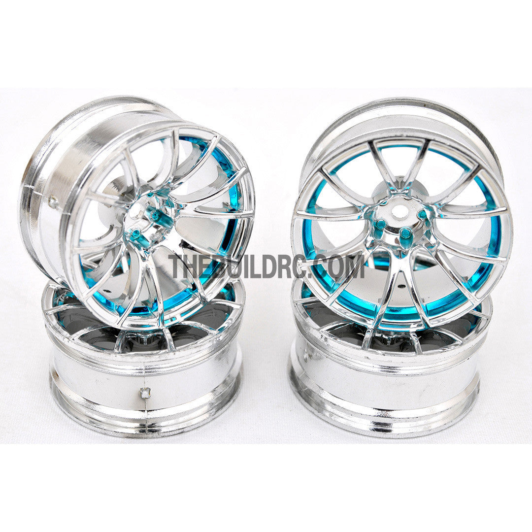 1/10 RC Car 12 Spoke 9mm Offset Drift 26mm Wheel Rim Set - Light Blue