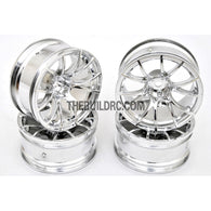 1/10 RC Car 12 Spoke 9mm Offset Drift 26mm Wheel Rim Set - Silver