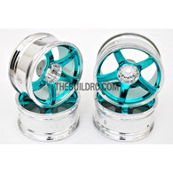 1/10 RC Car 5 Spoke 6mm Offset 26mm Drift Wheel Rim Set - Light Blue