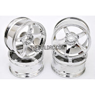 1/10 RC Car 5 Spoke 6mm Offset 26mm Drift Wheel Rim Set - Silver