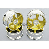 1/10 RC Car 5 Spoke 6mm Offset 26mm Drift Wheel Rim Set - Silver / Gold